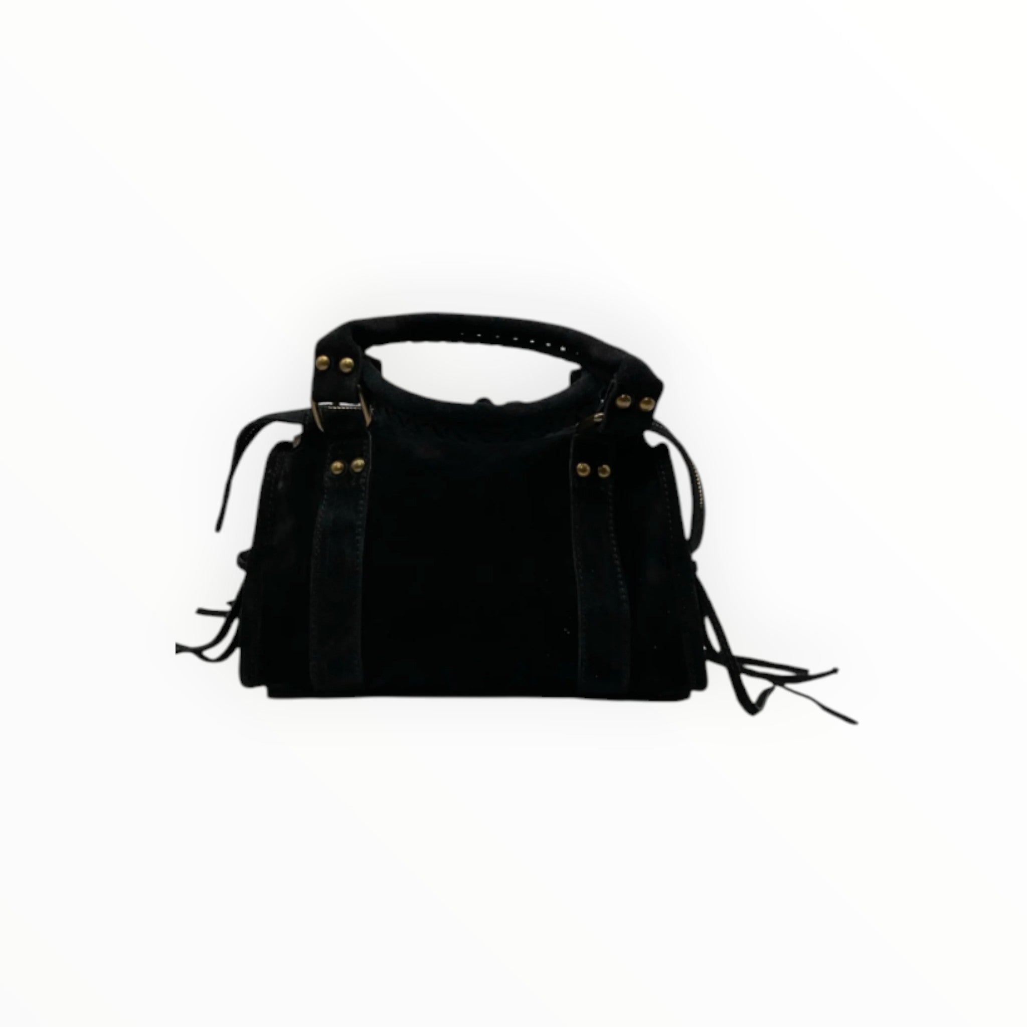 Sac Cuir Suédé Clouté Franges Capucine S LOUISA LEE - Sacs - LOUISA LEE