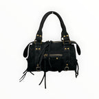Sac Cuir Suédé Clouté Franges Capucine S LOUISA LEE