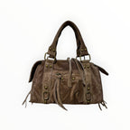 Sac Cuir Suédé Clouté Franges Capucine S LOUISA LEE