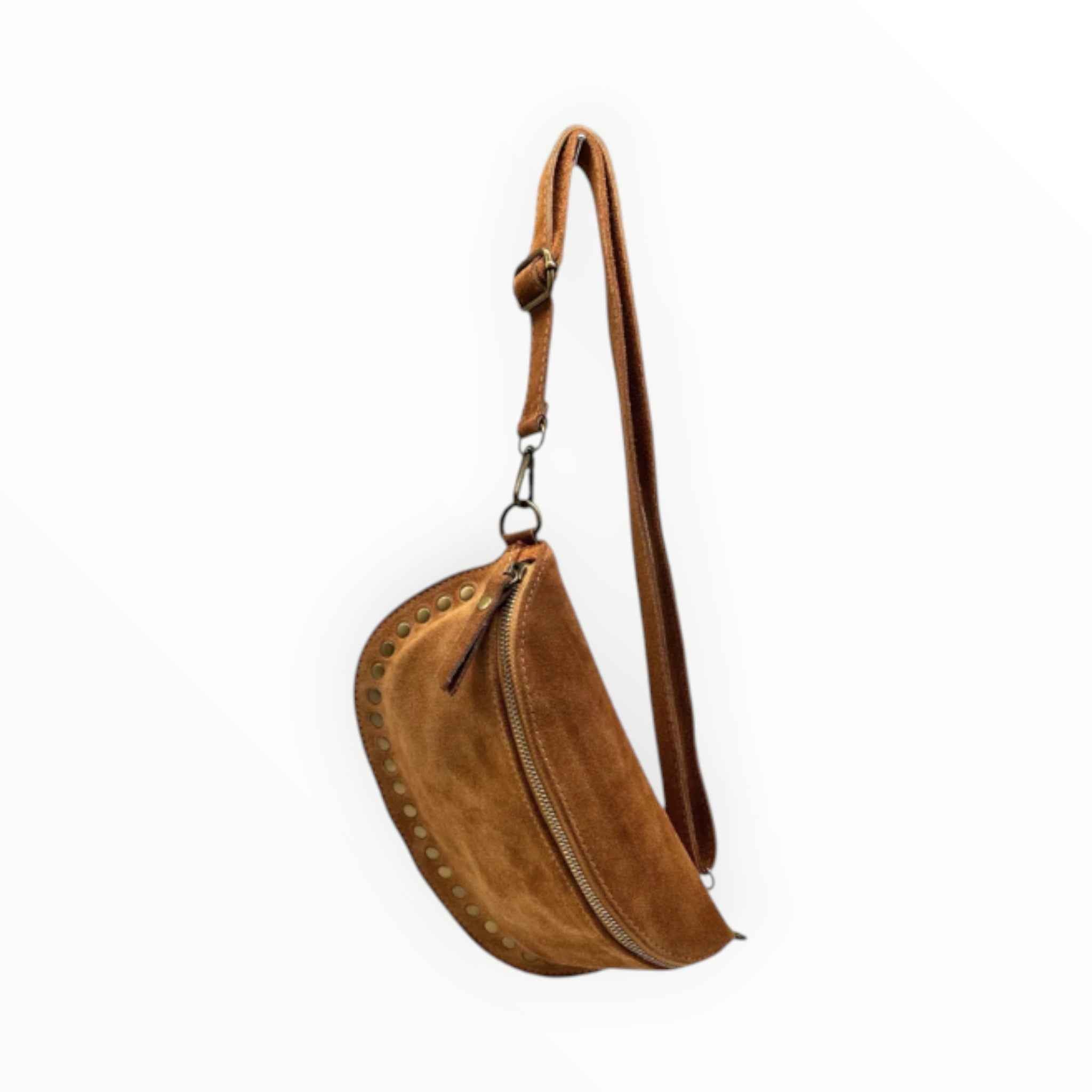 Sac Banane Cuir Suède Clouté Dion  LOUISA LEE