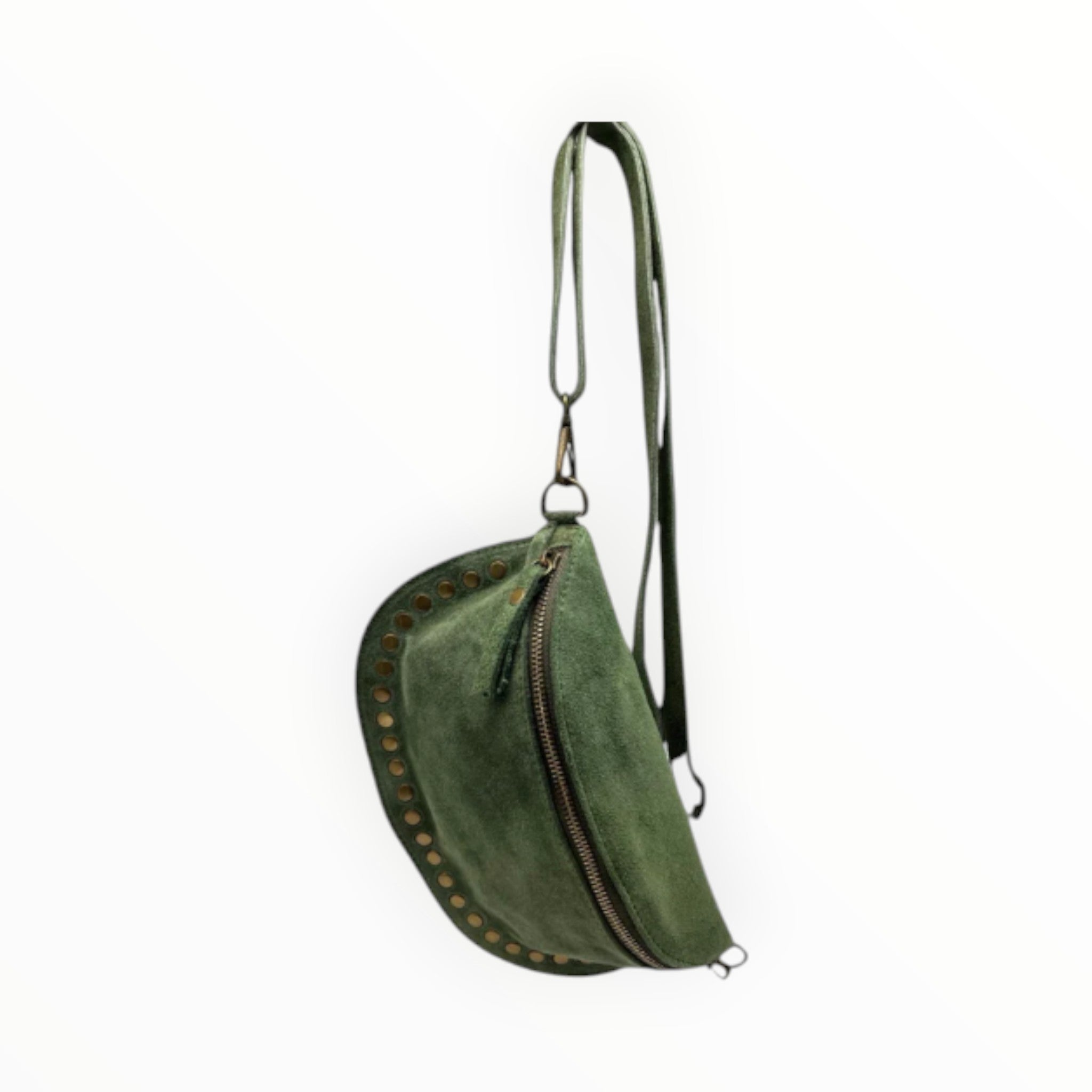 Sac Banane Cuir Suède Clouté Dion LOUISA LEE - Sacs - LOUISA LEE