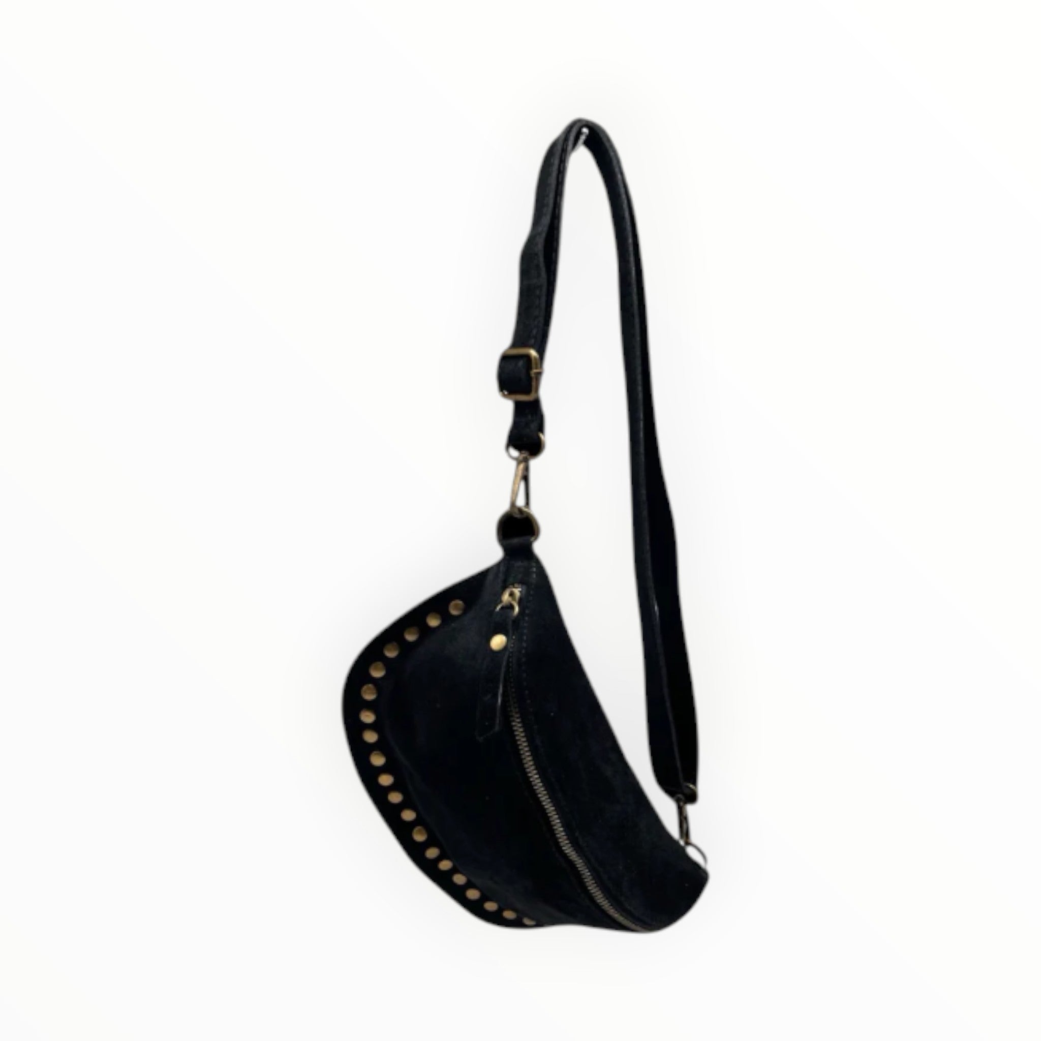 Sac Banane Cuir Suède Clouté Dion LOUISA LEE - Sacs - LOUISA LEE