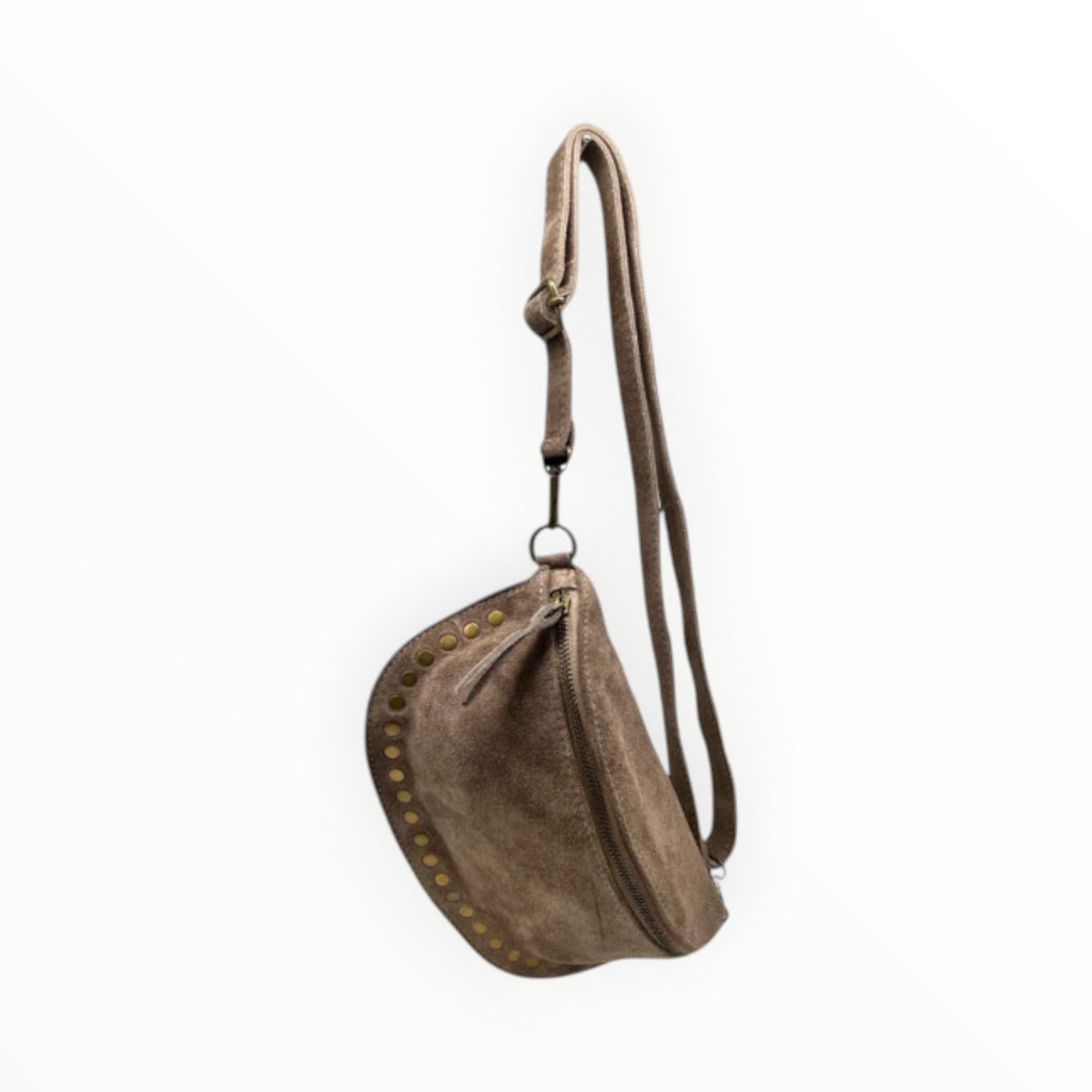 Sac Banane Cuir Suède Clouté Dion LOUISA LEE - Sacs - LOUISA LEE