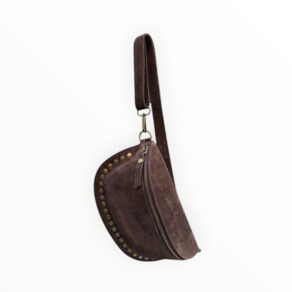 Sac Banane Cuir Suède Clouté Dion LOUISA LEE - Sacs - LOUISA LEE