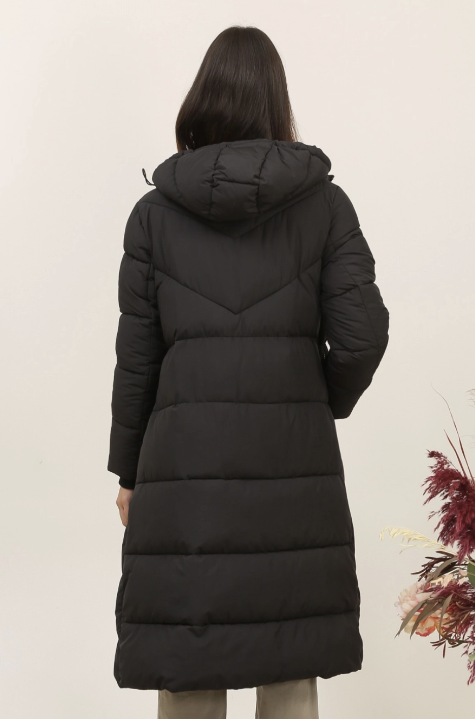 Doudoune Mi-Longue à Capuche Matelassée Chevron Attrait Paris