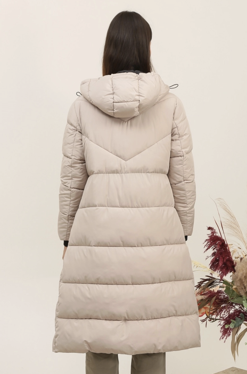 Doudoune Mi-Longue à Capuche Matelassée Chevron Attrait Paris