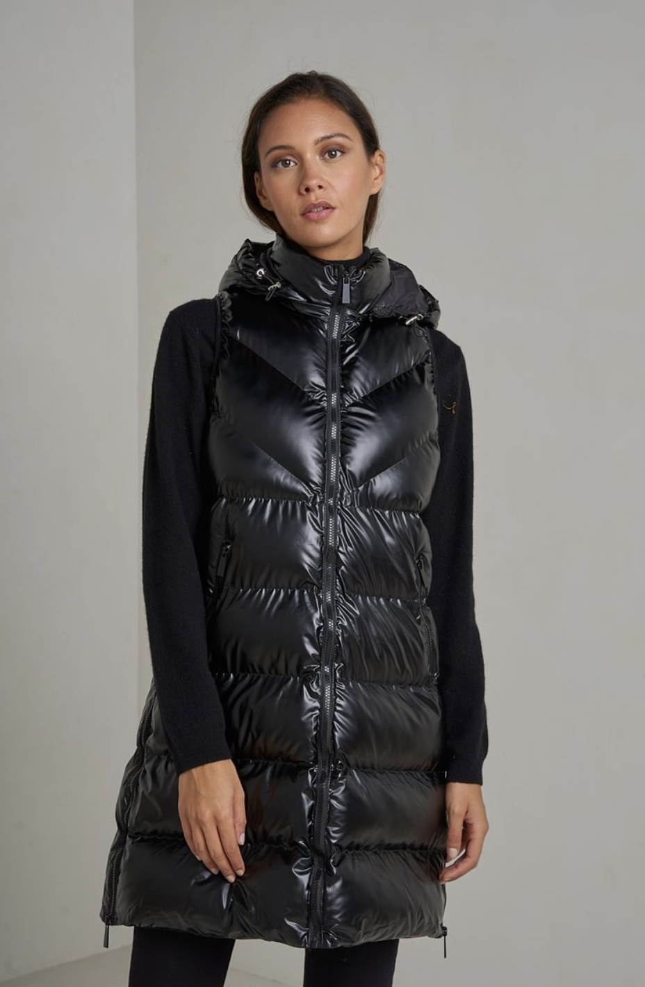 Doudoune Longue Matelassée Métallisée Sans Manches  Attrait Paris