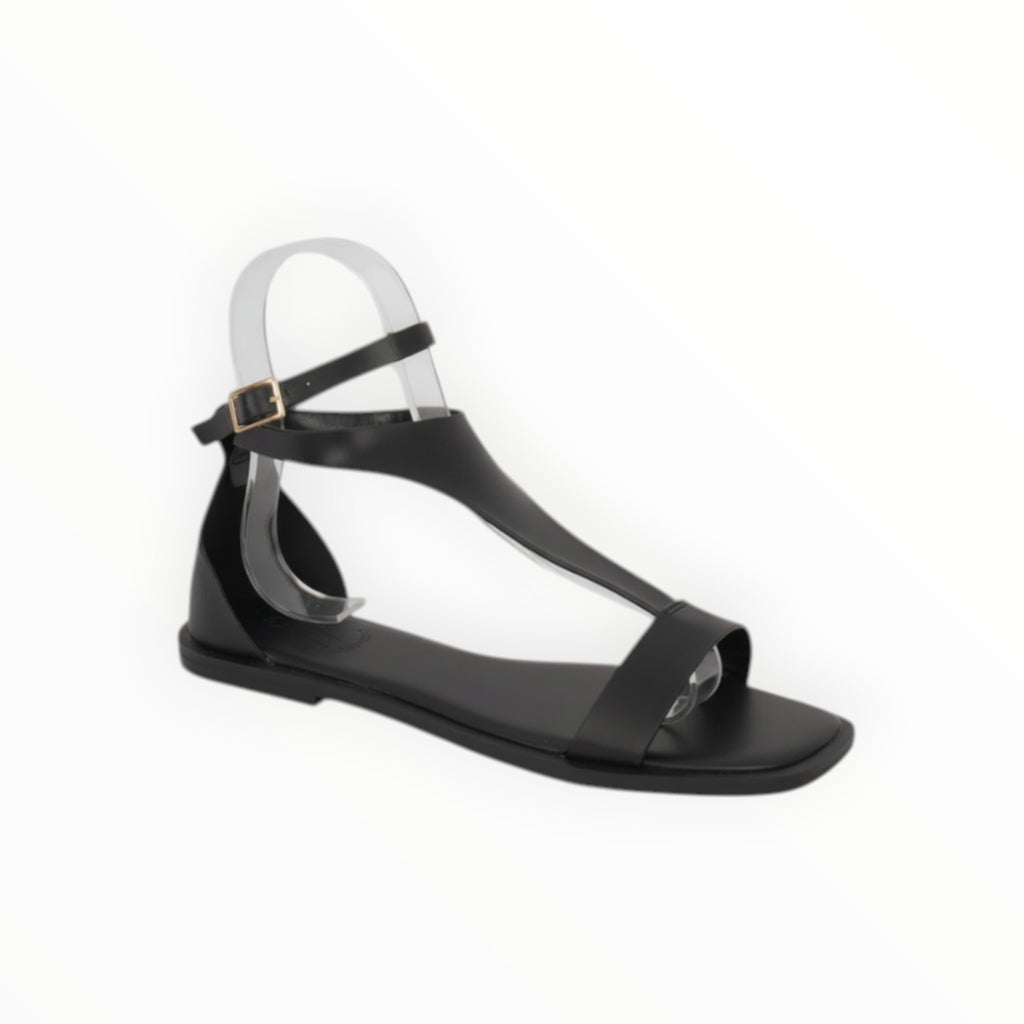 Sandale Plate Bout Carré Bride Boucle Cheville Simili Cuir – Cink-Me - Chaussure Femme - Cink-Me