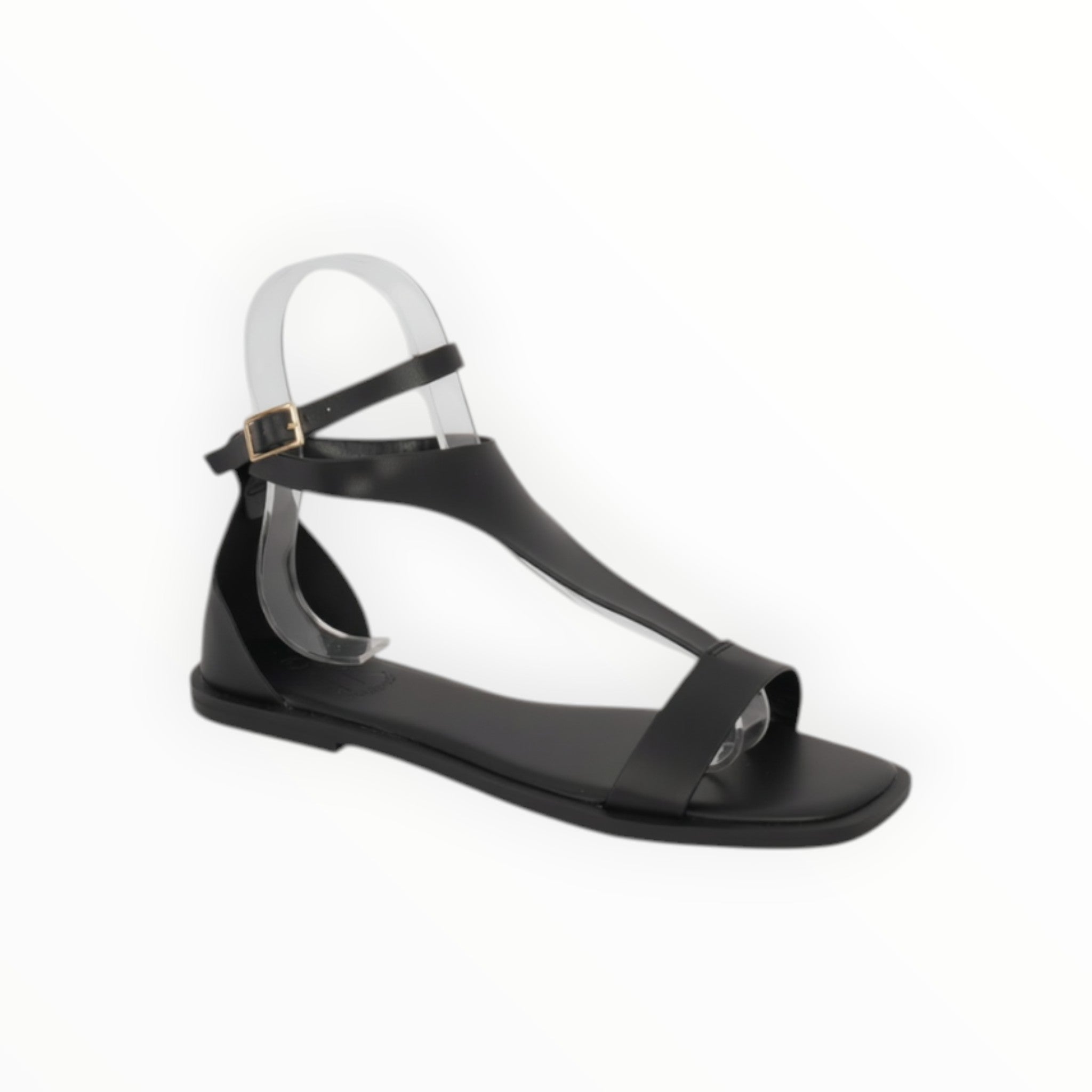 Sandale Plate Bout Carré Bride Boucle Cheville Simili Cuir – Cink-Me - Chaussure Femme - Cink-Me
