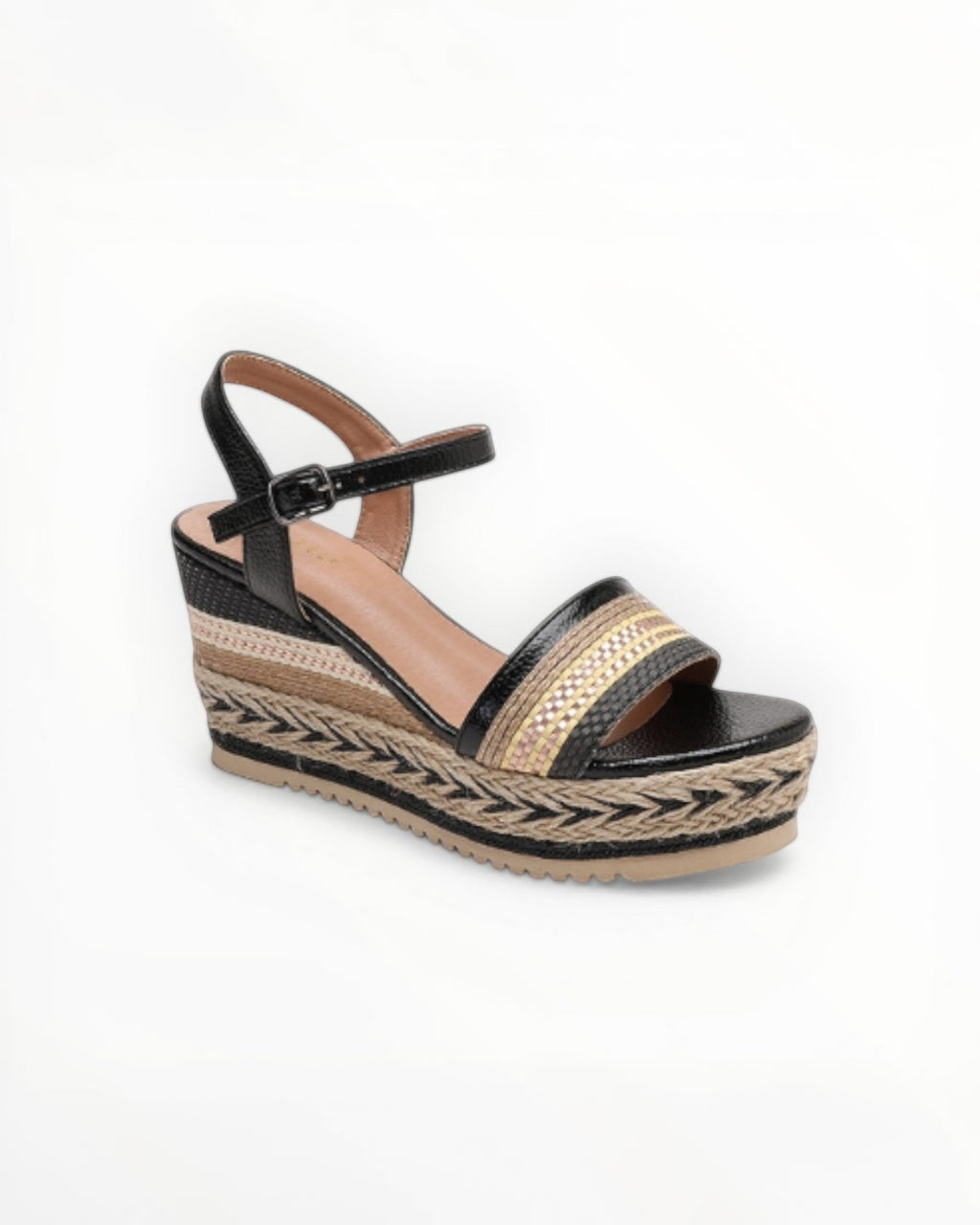 Sandales compensées à bride de cheville et tissage - Chaussure Femme - JOIA PARIS