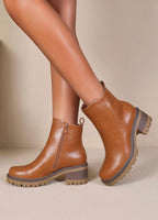 Bottine Talon Bloc Semelle Épaisse Simili-Cuir – Joia Paris - Chaussure Femme - Joia Paris