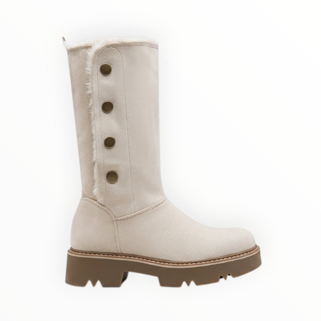 Bottes Hiver Suédine Fourrées Boutons Décoratifs – LADY GLORY - Chaussure Femme - LADY GLORY