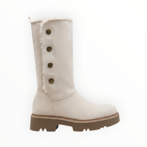 Bottes Hiver Suédine Fourrées Boutons Décoratifs – LADY GLORY
