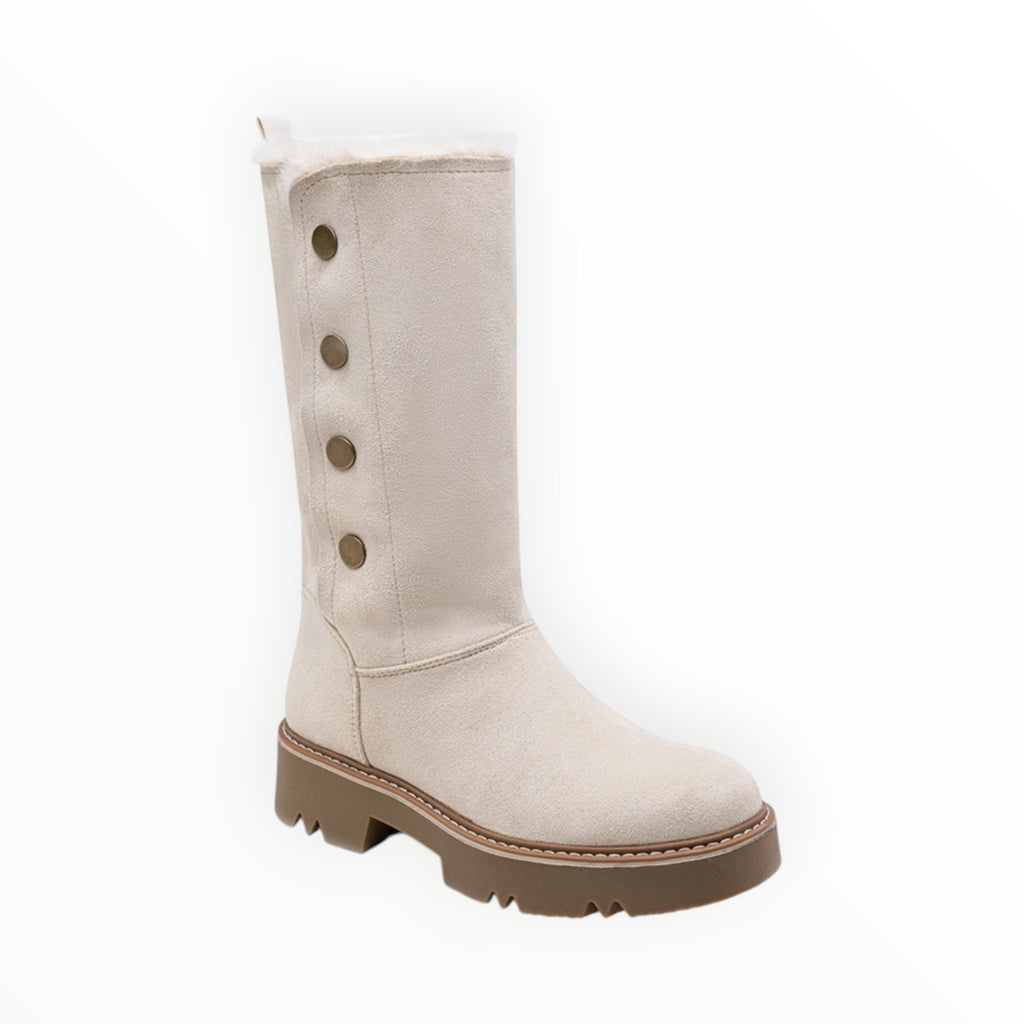 Bottes Hiver Suédine Fourrées Boutons Décoratifs – LADY GLORY - Chaussure Femme - LADY GLORY