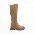 Bottes Hautes Plateforme Crantée PU Aspect Cuir Zip Latéral – LADY GLORY - Chaussure Femme - lady glory