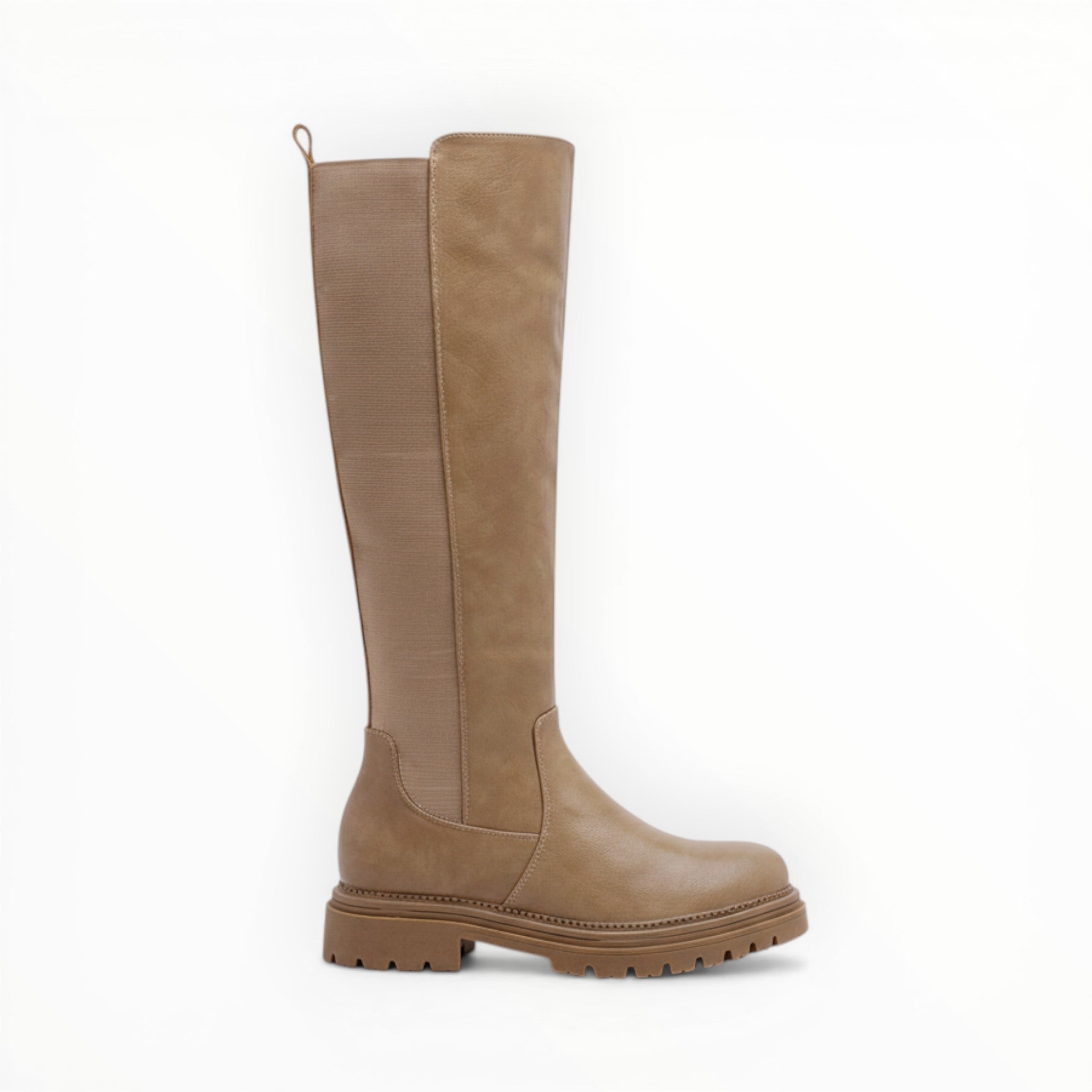 Bottes Hautes Plateforme Crantée PU Aspect Cuir Zip Latéral – LADY GLORY - Chaussure Femme - lady glory