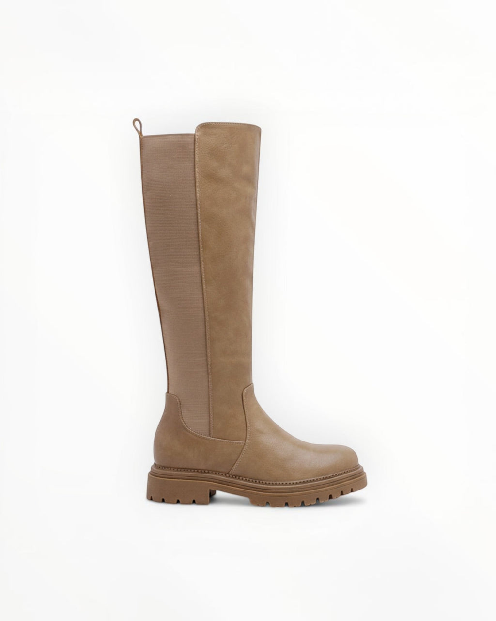 Bottes Hautes Plateforme Crantée PU Aspect Cuir Zip Latéral – LADY GLORY
