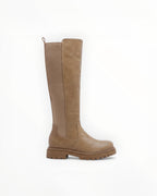 Bottes Hautes Plateforme Crantée PU Aspect Cuir Zip Latéral – LADY GLORY