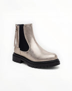 Bottines Métallisées Plateforme Frange Décorative Zip Latéral – LADY GLORY