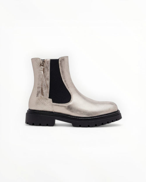 Bottines Métallisées Plateforme Frange Décorative Zip Latéral – LADY GLORY
