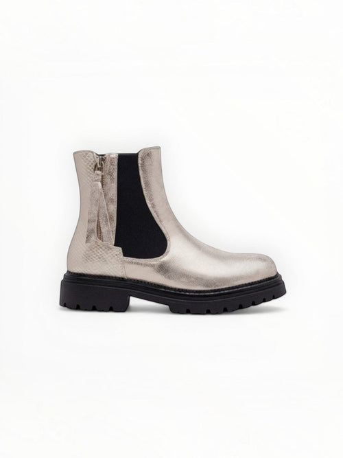Bottines Métallisées Plateforme Frange Décorative Zip Latéral – LADY GLORY - Chaussure Femme - LADY GLORY