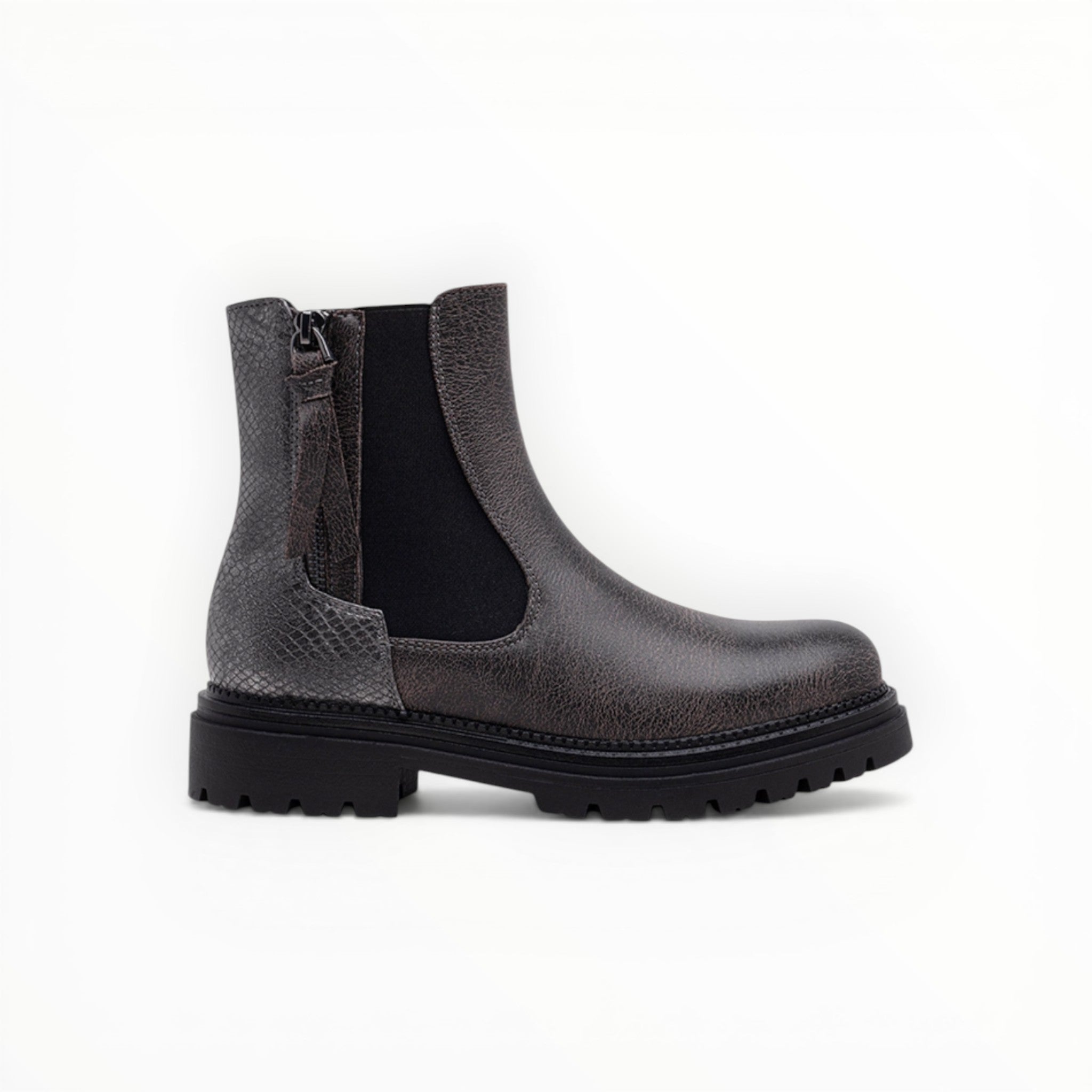 Bottines Métallisées Plateforme Frange Décorative Zip Latéral – LADY GLORY - Chaussure Femme - LADY GLORY