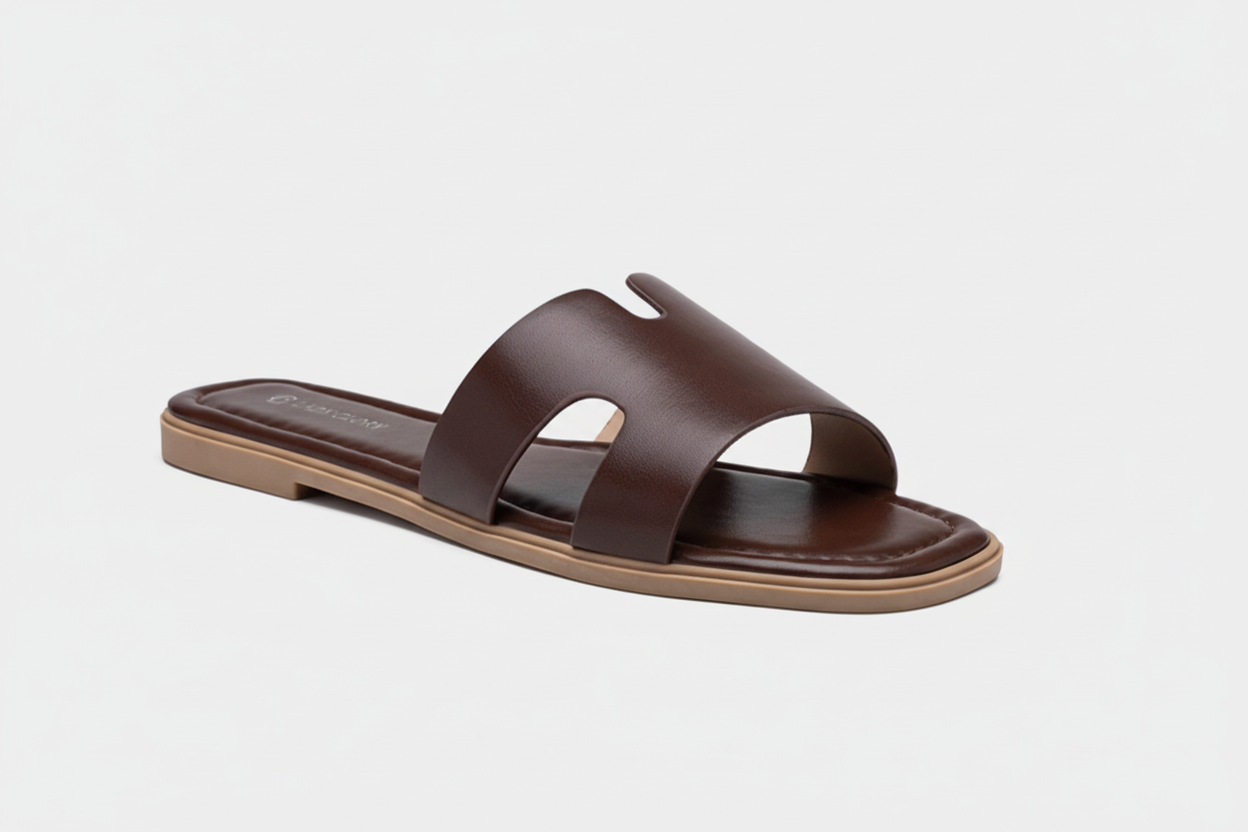 Mules Plates Minimalistes Bride Large Similicuir LADY GLORY