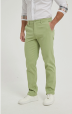 Pantalon Chino Stretch Vert Sauge – YVES ET ENZO
