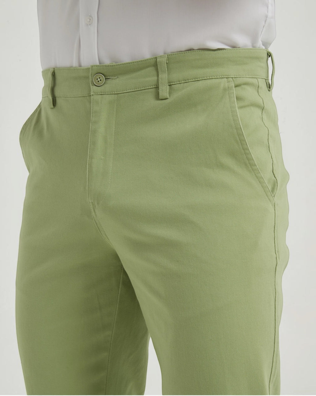 Pantalon Chino Stretch Vert Sauge – YVES ET ENZO - Pantalon Homme - YVES ET ENZO