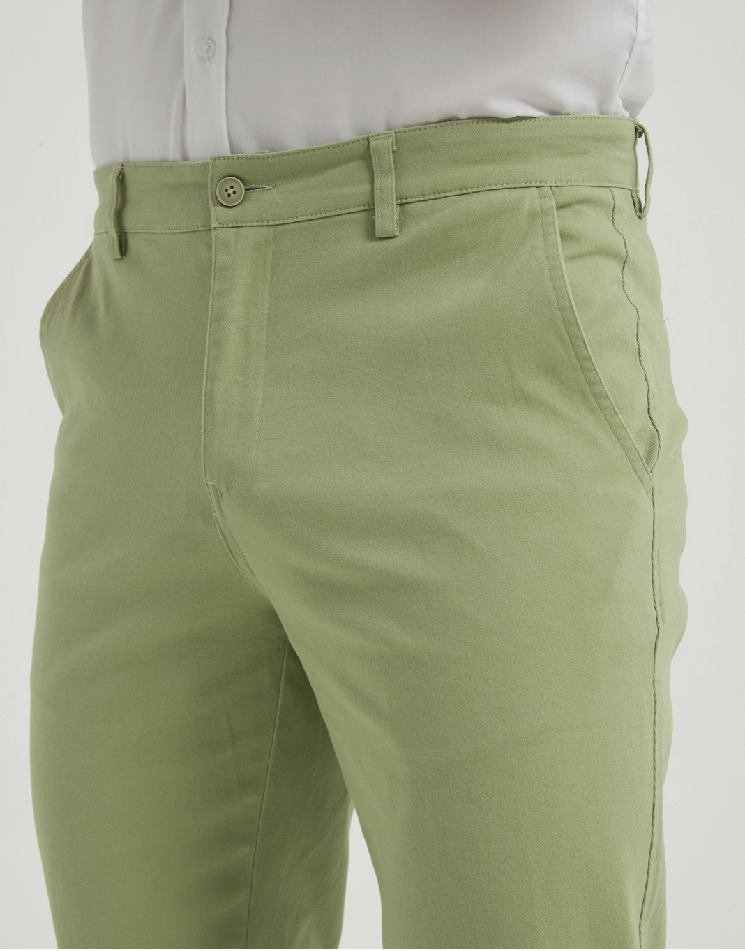 Pantalon Chino Stretch Vert Sauge – YVES ET ENZO
