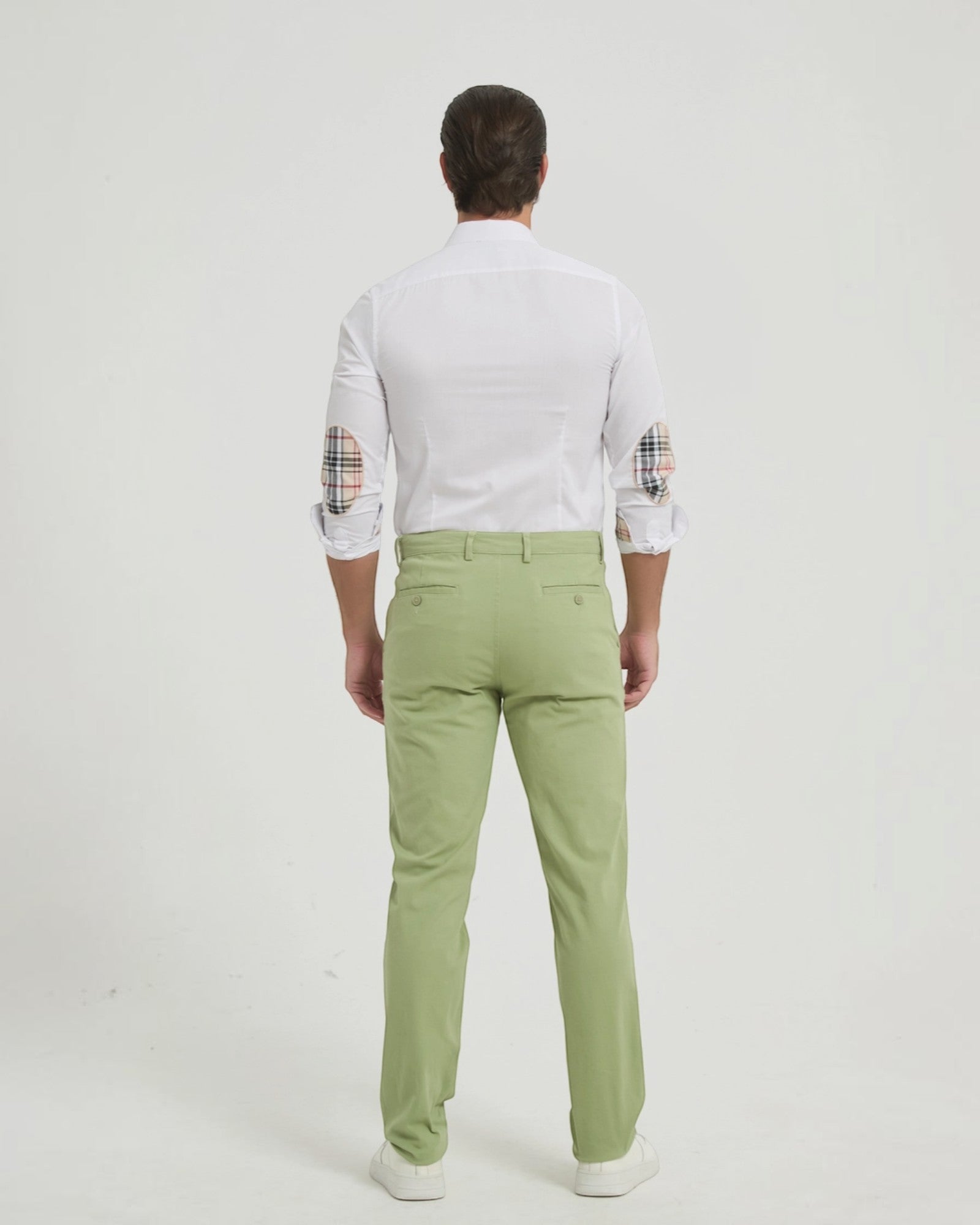 Pantalon Chino Stretch Vert Sauge – YVES ET ENZO