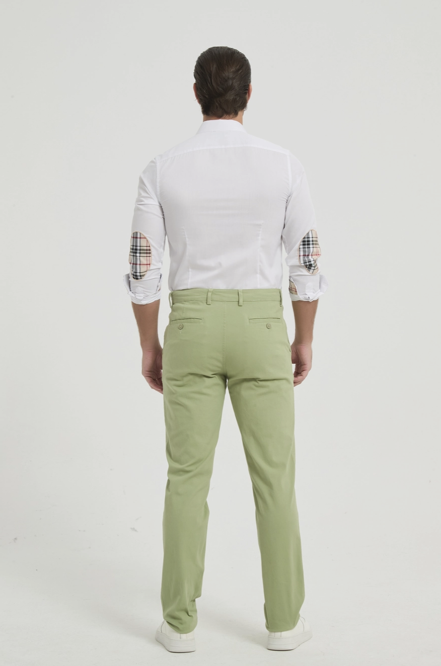 Pantalon Chino Stretch Vert Sauge – YVES ET ENZO