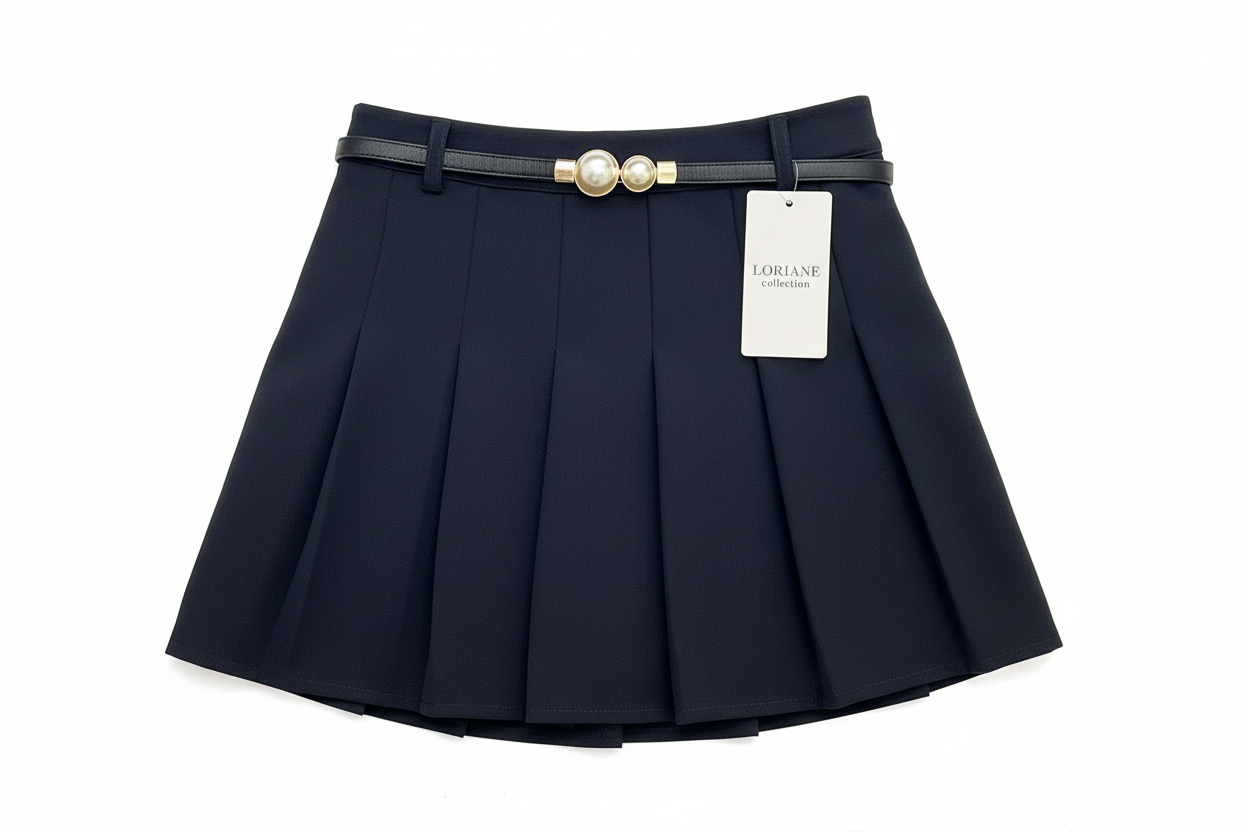 Jupe Courte Plissée Ceinture Fermeture Latérale – LORIANE