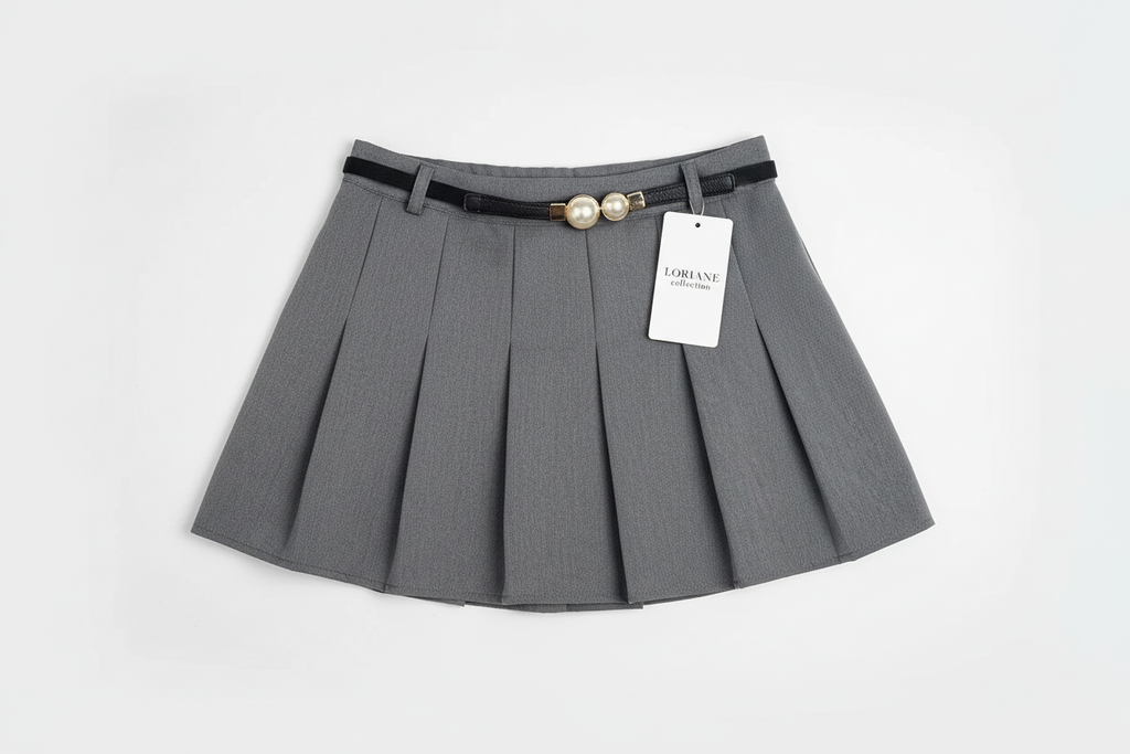Jupe Courte Plissée Ceinture Fermeture Latérale – LORIANE