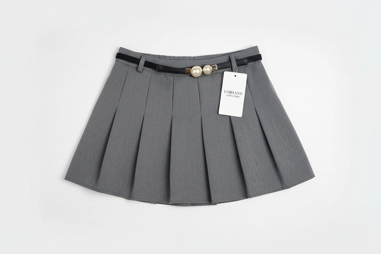 Jupe Courte Plissée Ceinture Fermeture Latérale – LORIANE