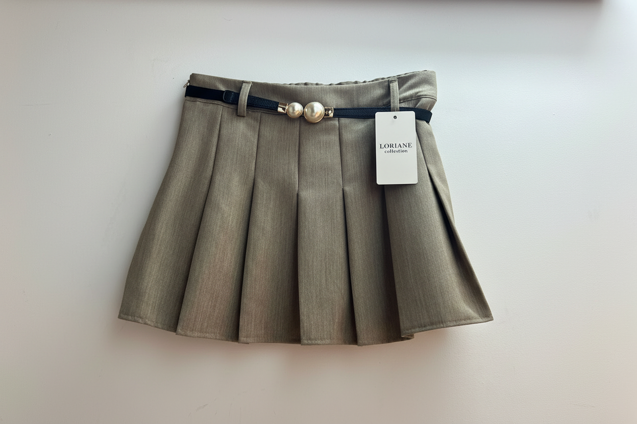 Jupe Courte Plissée Ceinture Fermeture Latérale – LORIANE