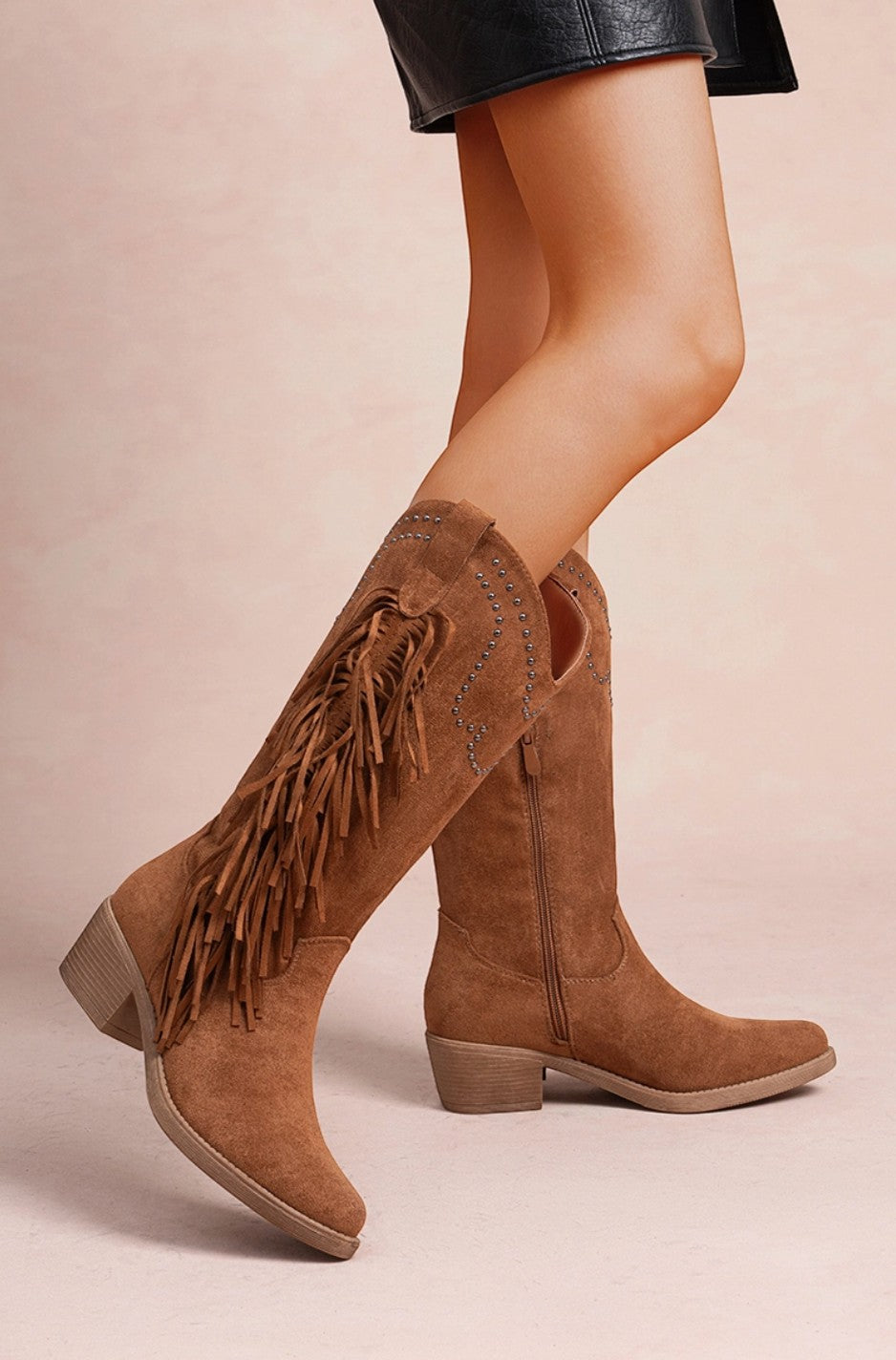 Bottines Frangées Esprit Bohème Clous Métalliques – LADY GLORY - Chaussure Femme - LADY GLORY