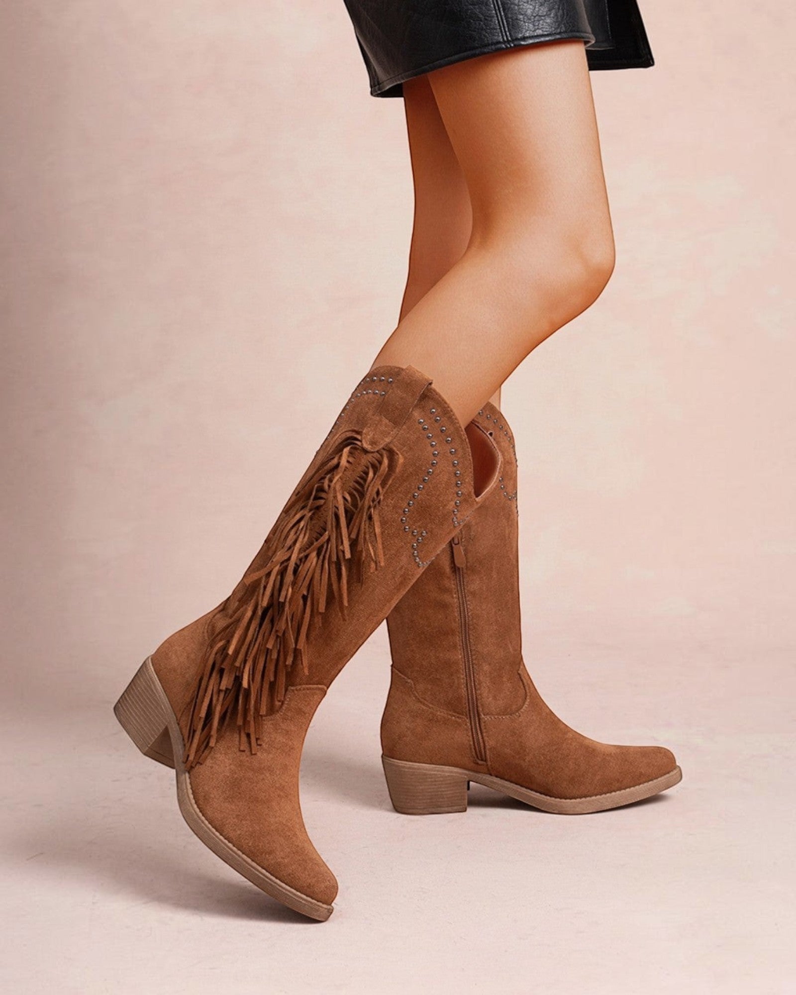 Bottines Frangées Esprit Bohème Clous Métalliques – LADY GLORY