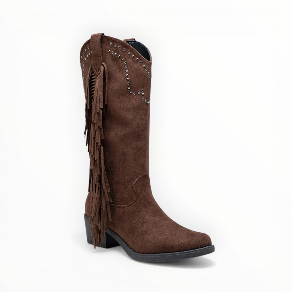 Bottines Frangées Esprit Bohème Clous Métalliques – LADY GLORY - Chaussure Femme - LADY GLORY