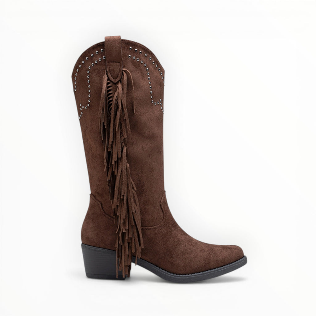 Bottines Frangées Esprit Bohème Clous Métalliques – LADY GLORY - Chaussure Femme - LADY GLORY