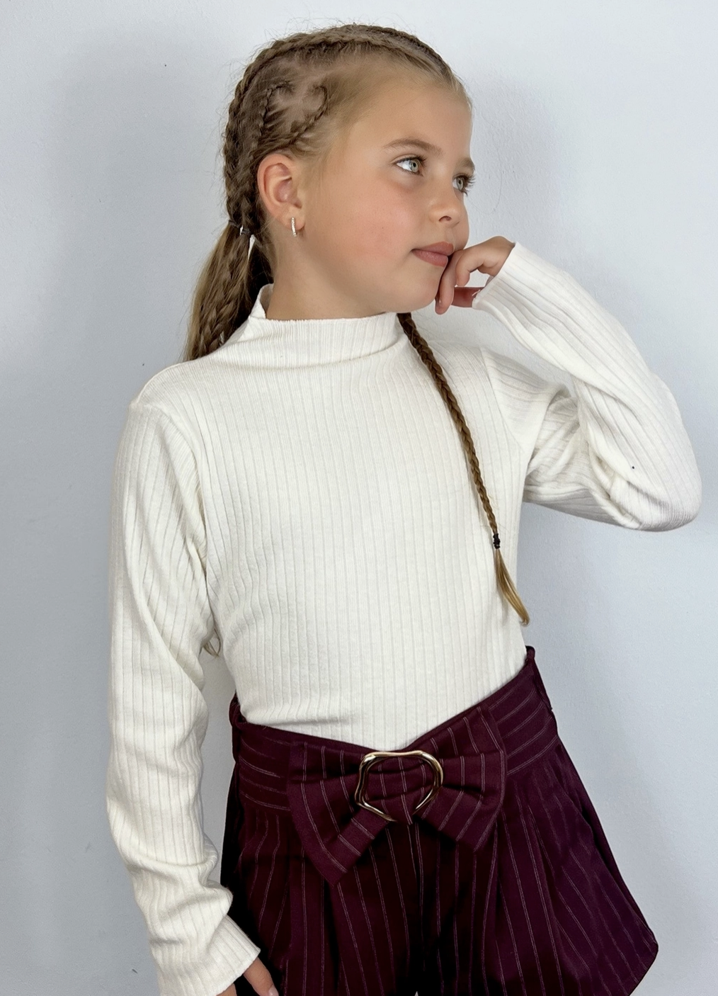 Pull Col Montant Maille Côtelée Fille - MINI MIGNON PARIS - Enfants - MINI MIGNON PARIS