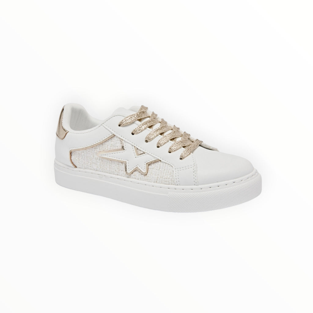 Basket Basse Lacets Étoile Texturée Cuir Synthétique Textile – ERYNN - Chaussure Femme - ERYNN