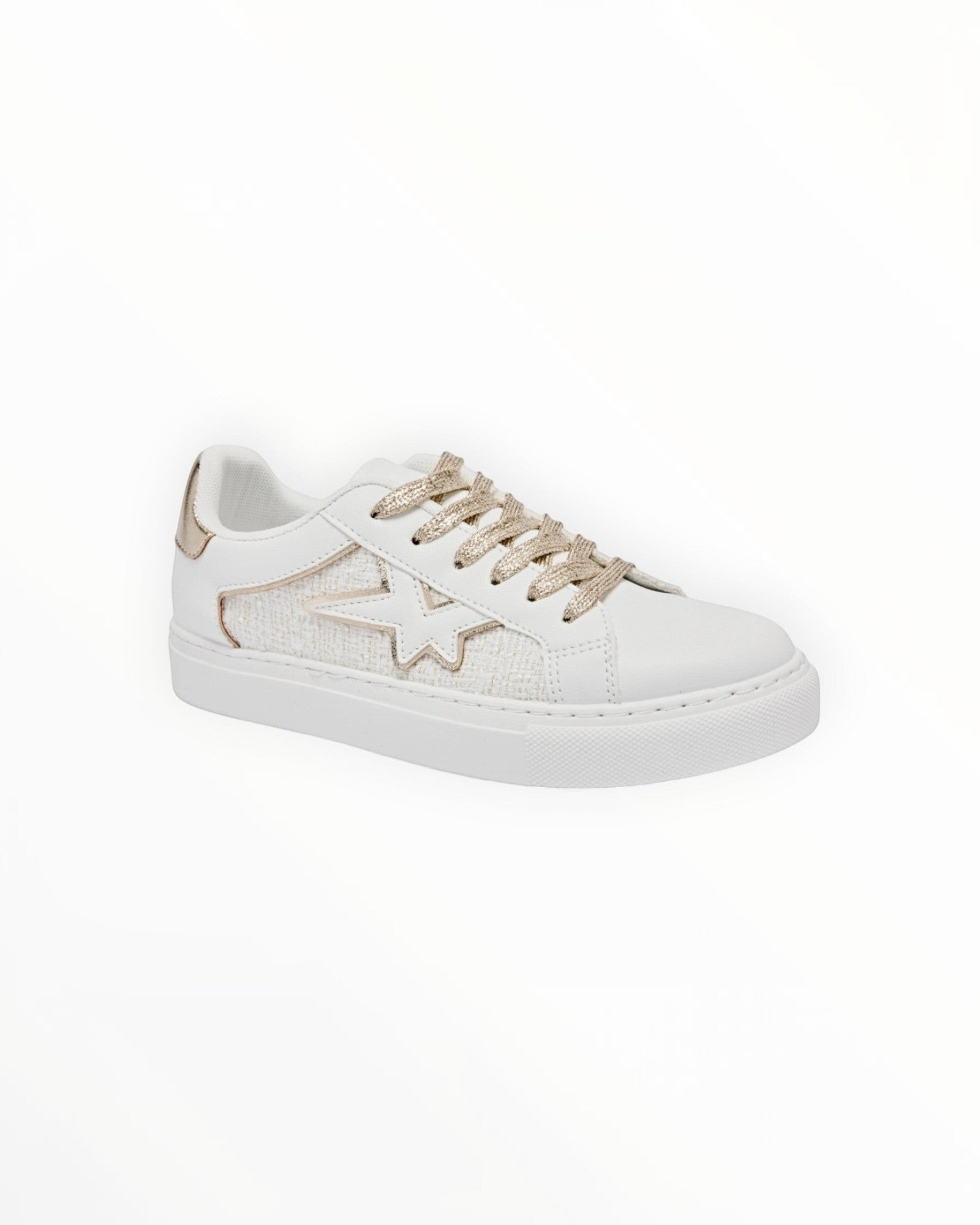 Basket Basse Lacets Étoile Texturée Cuir Synthétique Textile – ERYNN - Chaussure Femme - ERYNN