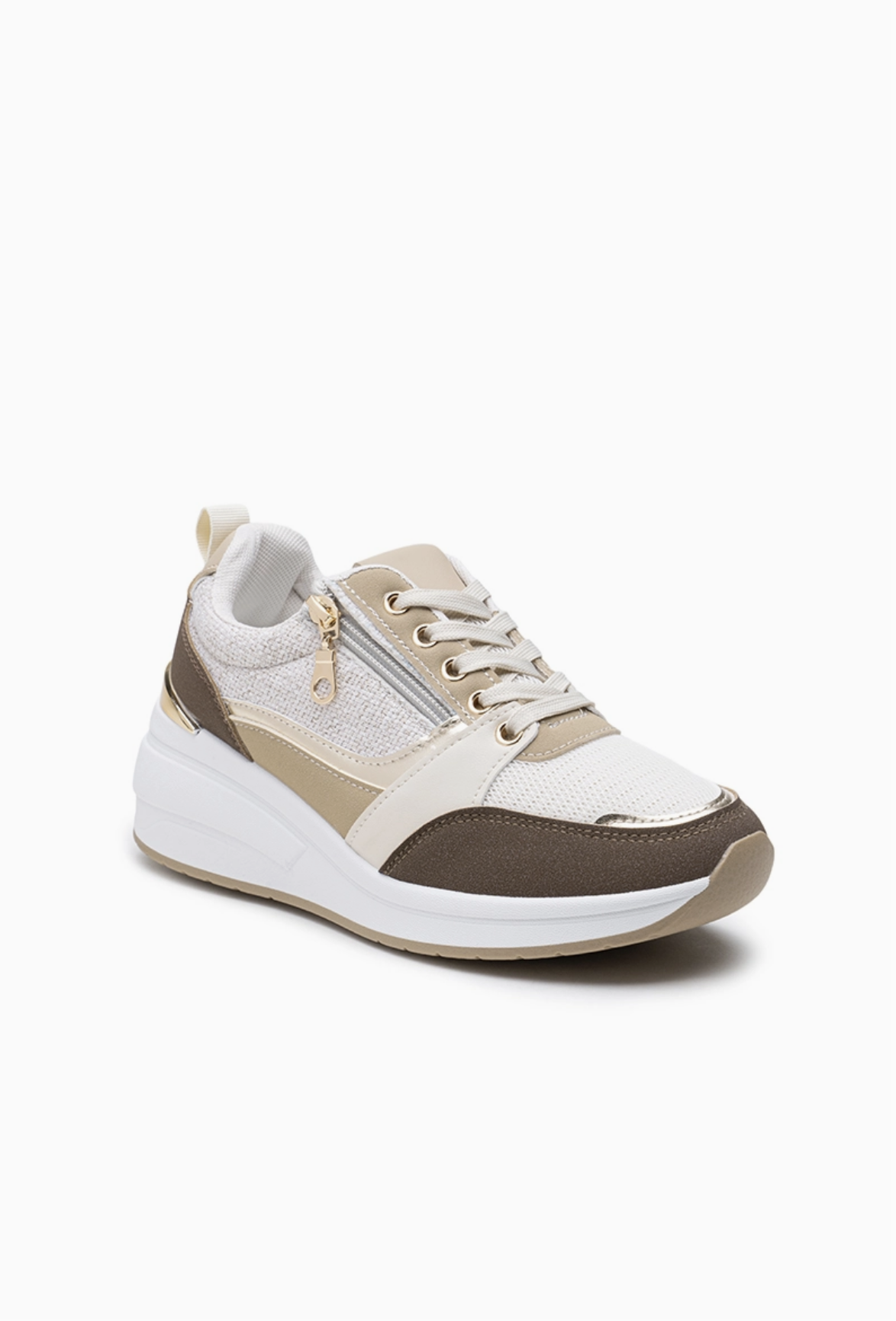 Baskets de Ville Zip Doré Mesh Plateforme – LADY GLORY