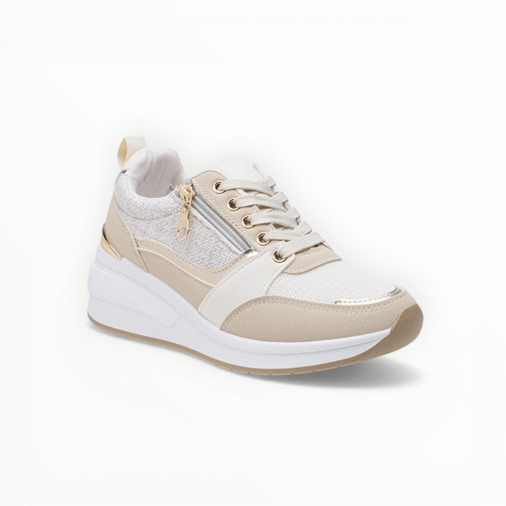 Baskets de Ville Zip Doré Mesh Plateforme – LADY GLORY - Chaussure Femme - LADY GLORY