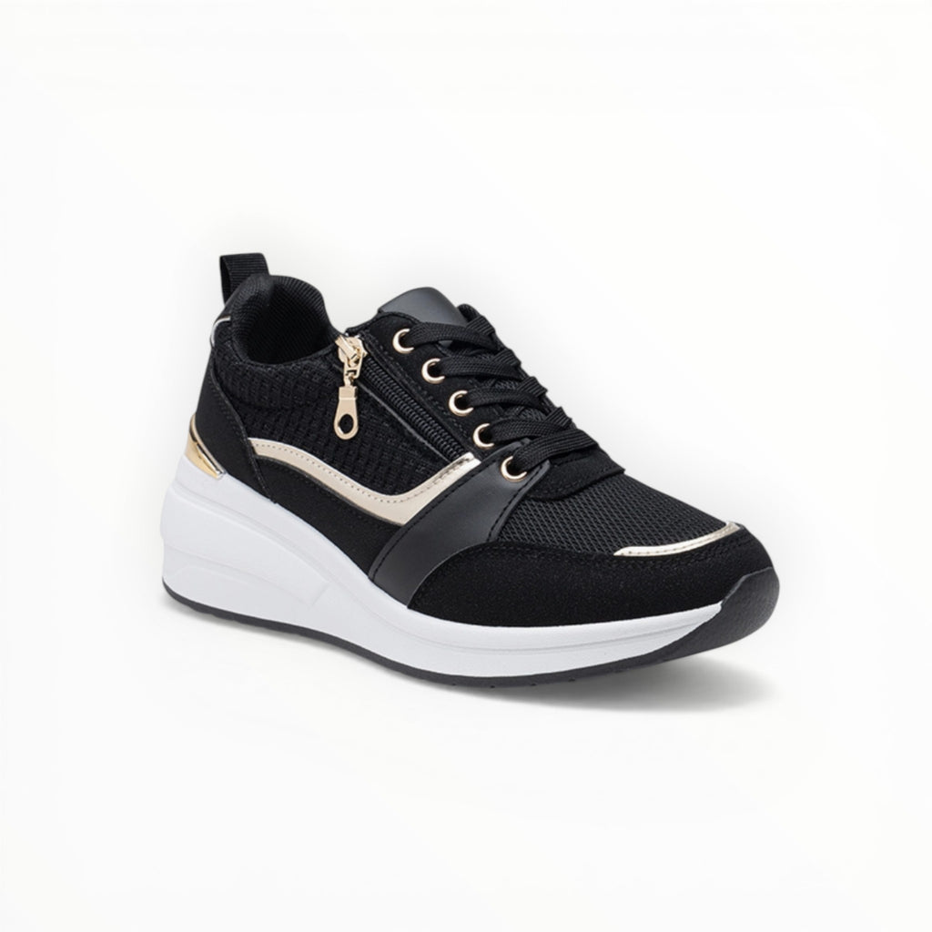 Baskets de Ville Zip Doré Mesh Plateforme – LADY GLORY - Chaussure Femme - LADY GLORY