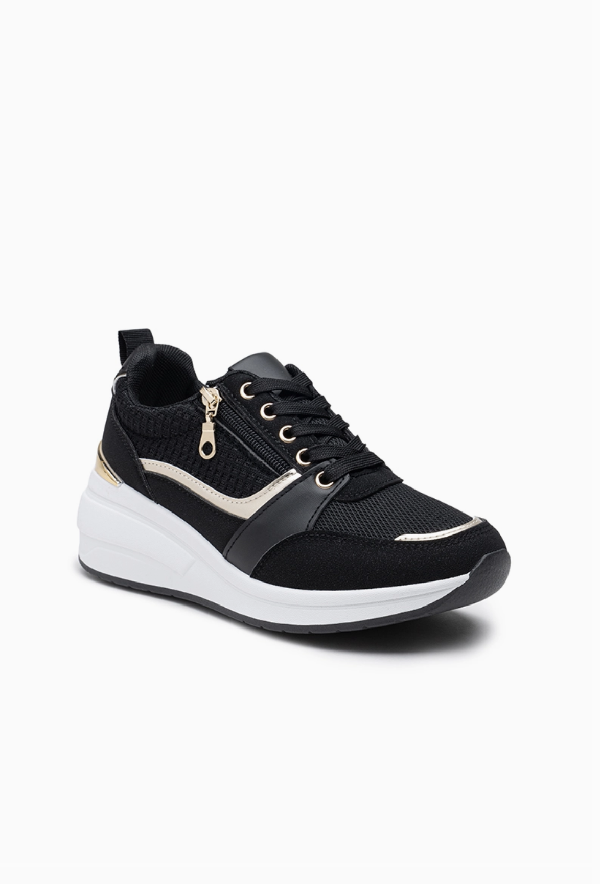 Baskets de Ville Zip Doré Mesh Plateforme – LADY GLORY