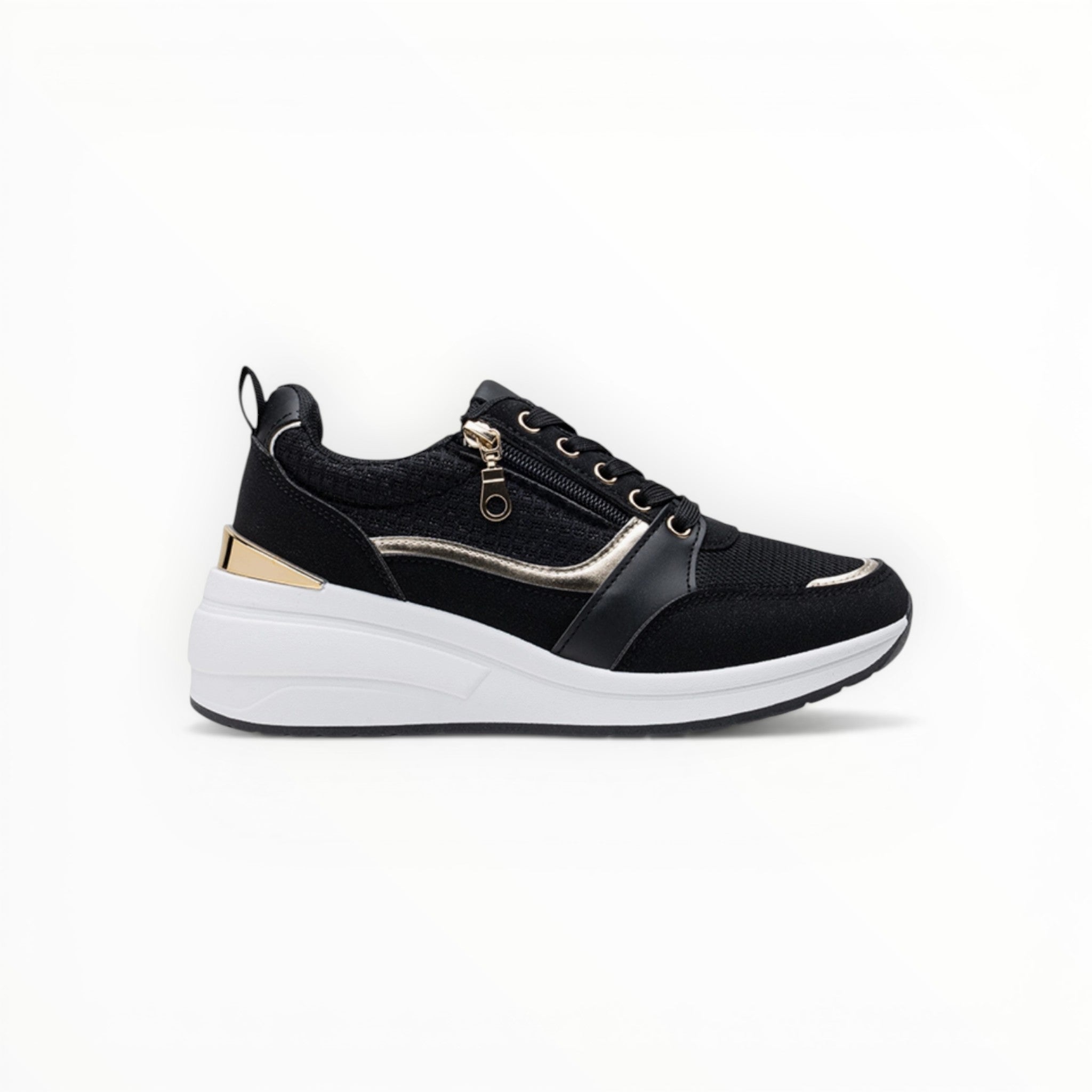 Baskets de Ville Zip Doré Mesh Plateforme – LADY GLORY - Chaussure Femme - LADY GLORY