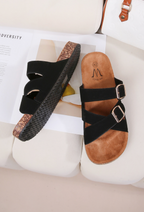 Mules Semelle Effet Liège Brides Croisées Boucle – BELLICY CINK ME