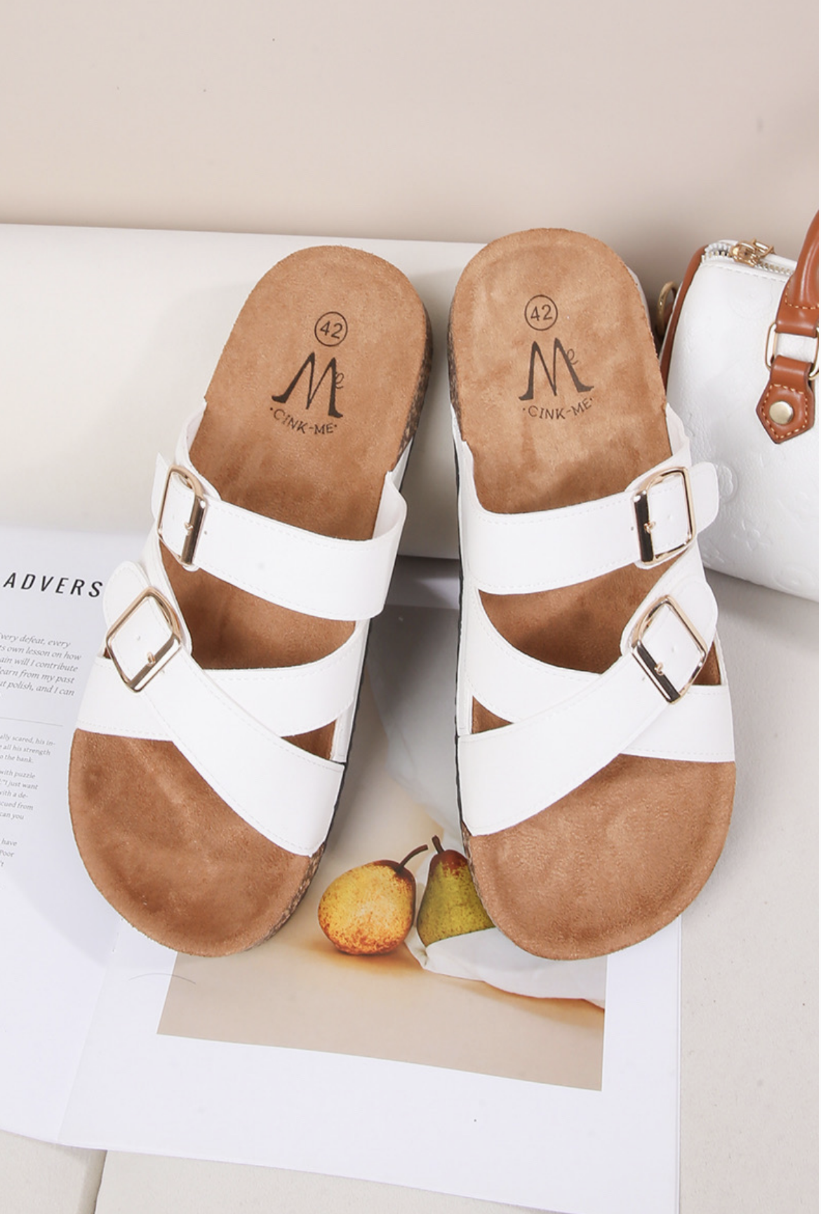 Mules Semelle Effet Liège Brides Croisées Boucle – BELLICY CINK ME